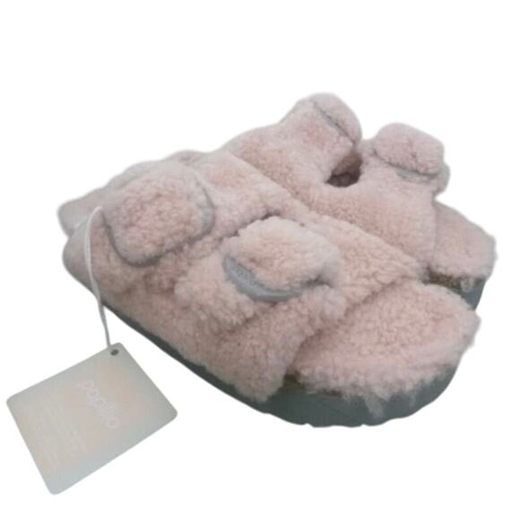 NWT Papillio by Birkenstock Arizona Pink Big Buckle Shearling Sandal Size 38 7 - Picture 1 of 4